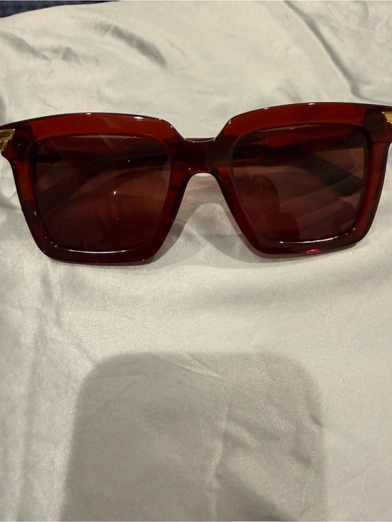 Bottega Veneta Accessories - Bottega Veneta Burgundy Square Acetate Women's Sunglasses with Gold Temples